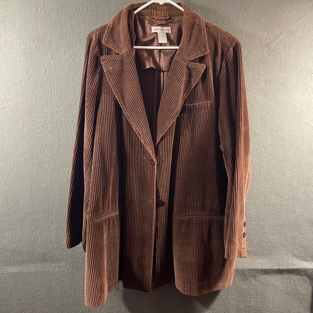 Corduroy Blazer Womens 22 Brown Cotton Wide Wale Academia Cottagecore heritage